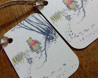 Winnie the Pooh Christmas tags, winter birthday tags, Disney Christmas tags.