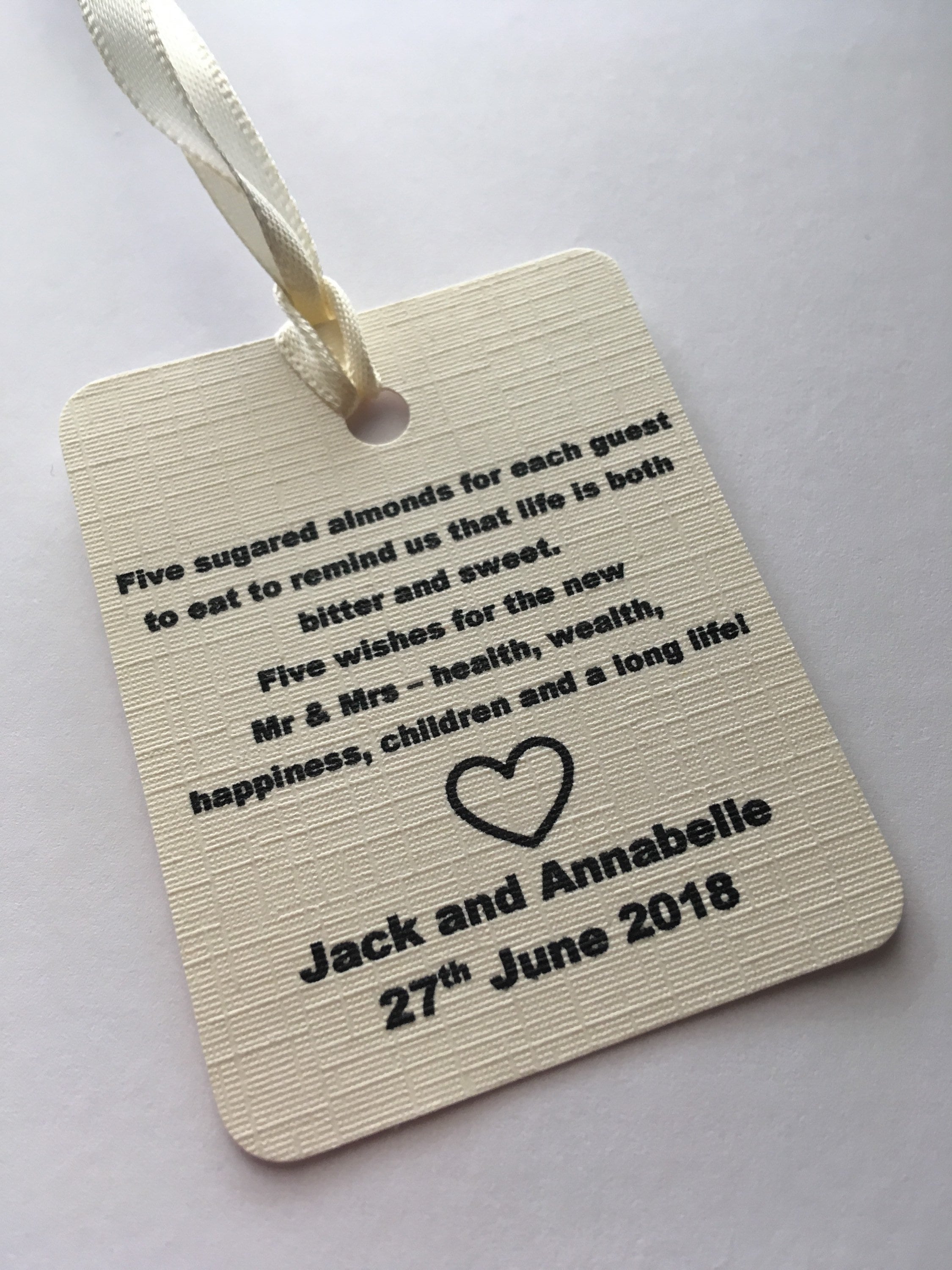 Sugared Almond Wedding Favoursalmond Favour Tag Wedding - Etsy UK