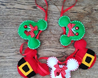Disney Christmas Bunting, Mickey and Minnie Felt Garland