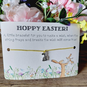 Easter gift, Easter gift for kids, nutbrown hare, Small Easter gift, alternative Easter gift, Easter wish bracelet, Vegan Easter.