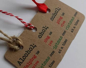 Funny Christmas tags,  Christmas tags,  alcohol Christmas tags,  alcohol tags, wine tag, gin tag, Christmas gift label, prosecco tag.