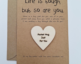 Pocket Hug Token: Wooden Heart, Thinking of You Gift
