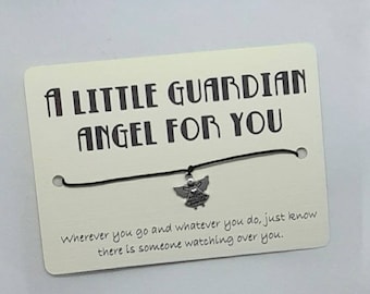 Guardian Angel Wish Bracelet, Tibetan Silver Charm