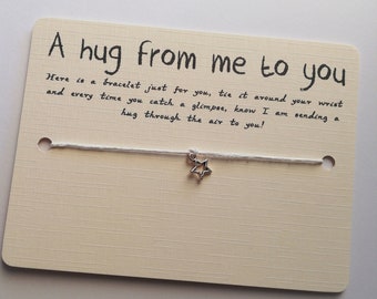 Friendship Wish Bracelet, Tibetan Silver Star Charm, Pocket Hug