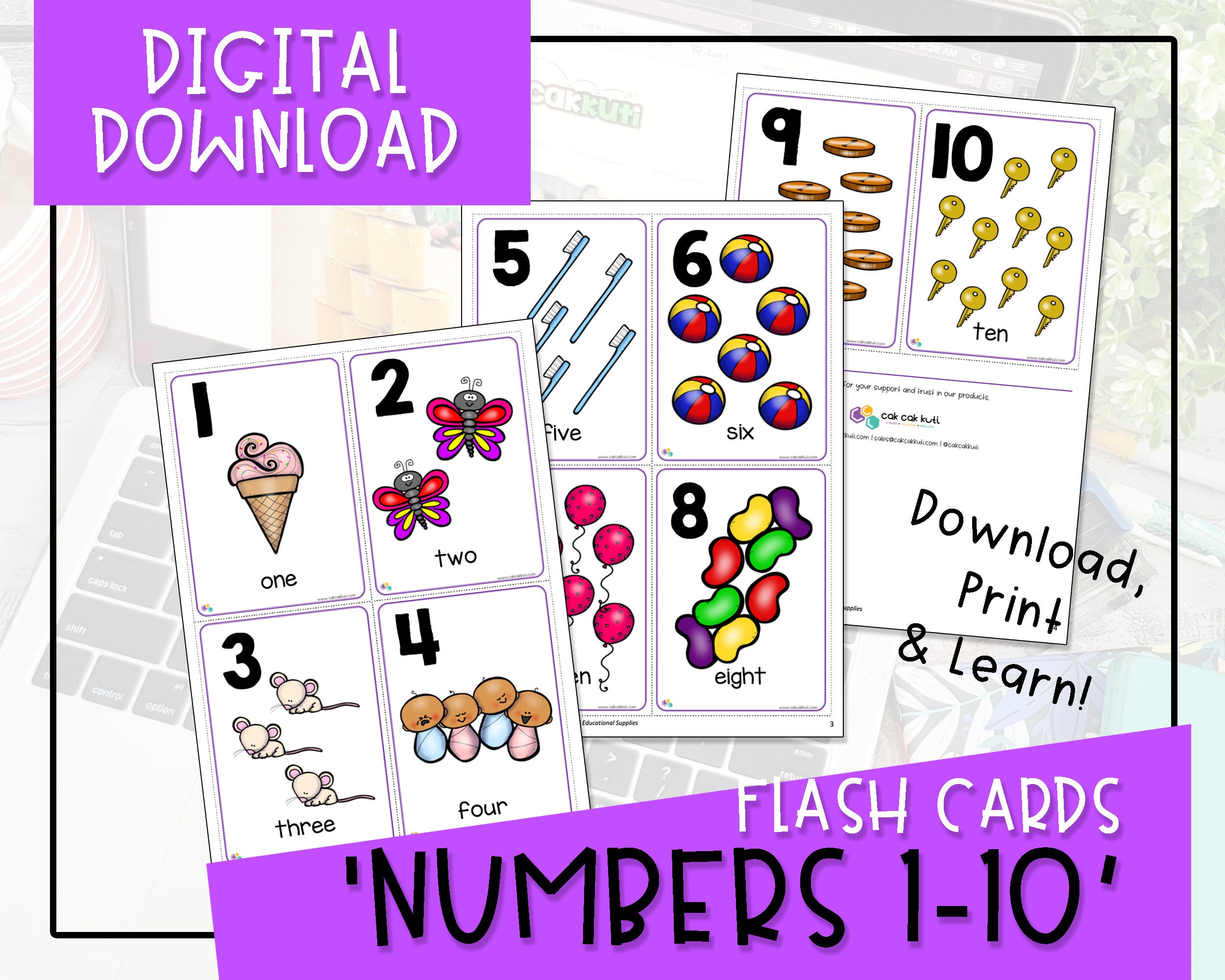 numbers 1 10 flash cards printabledigital download etsy