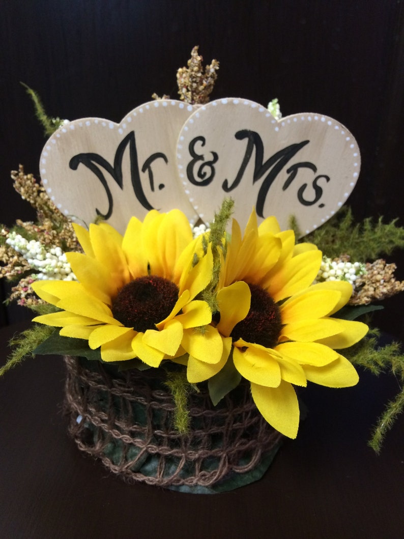 Rustic Sunflower Mr. & Mrs. Wedding Cake Topper Your Own Etsy