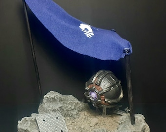 Futuristic Sci-Fi Space-themed Moon diorama | model display | handmade & hand-painted (19 x 11 x 20cm)