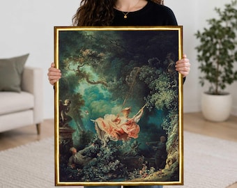 Jean Honoré Fragonard The Swing Canvas Print, Rococo Wall Art, French Romantic Painting