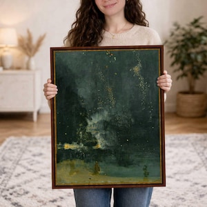 Noturno em Preto e Dourado - Impressão em tela "O Foguete em Queda" de James Whistler