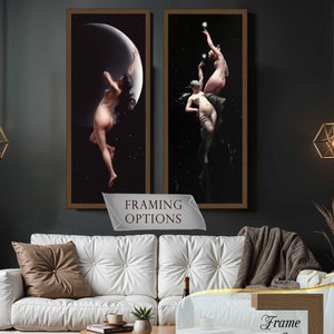 Falero set of two prints on canvas with framing options, Moonlit Beauties and The Moon Nymph, Falero Set of Fairies