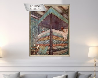 Edmund Dulac Princess and the Pea Canvas Print: Fairy Tale Art