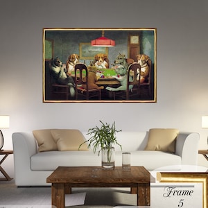 Dogs Playing Poker Canvas Print: Cassius Coolidge Reproduction