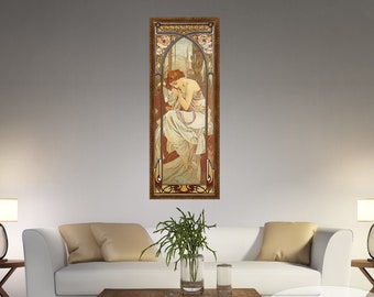 Alphonse Mucha "Night's Rest" Canvas Print: Framed or Unframed
