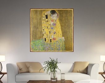 The Kiss- Gustav Klimt Canvas, Gustav Klimt, The Kiss Canvas, Gustav Klimt Painting, Wooden Frame Canvas