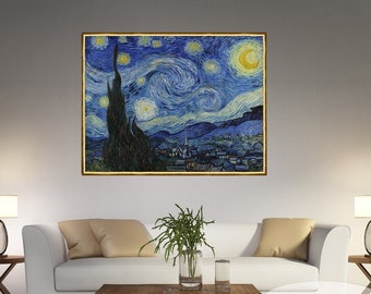 La nuit étoilée, Vincent van Gogh, toile de cadre en bois de nuit étoilée, peinture de Vincent van Gogh, impression d'art de nuit étoilée