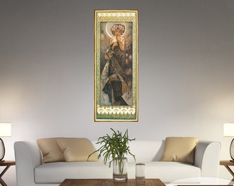 Lienzo impreso "La Luna" de Mucha, estilo Art Nouveau, con o sin marco.