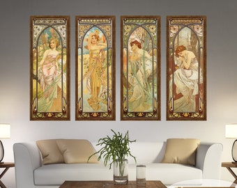 Times of the Day by Alphonse Mucha, Art Nouveau canvas print