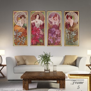 Mucha Gemstones Art Nouveau Canvas Print Set
