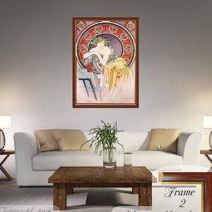 Alphonse Mucha Canvas Print: Girl With Easel, Woman with Poppies