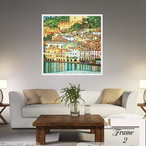 Gustav Klimt Print: Malcesine on Lake Garda, Framed Canvas Art