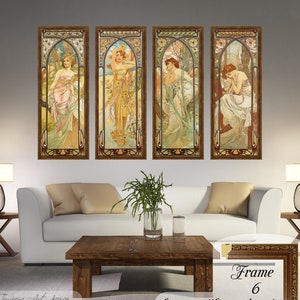 Alphonse Mucha Druck, Tageszeiten, Tageszeiten Leinwand, Mucha Leinwanddruck