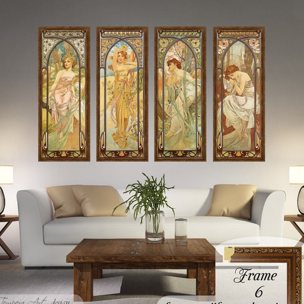 Alphonse Mucha print, Times of the Day, Times of the Day canvas, Mucha canvas print