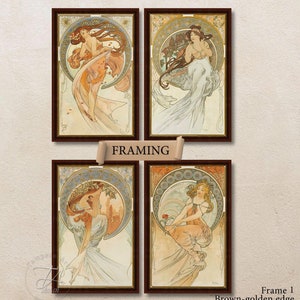 Alphonse Mucha &quot;The Arts&quot; Canvas Print Set: Art Nouveau Reproduction