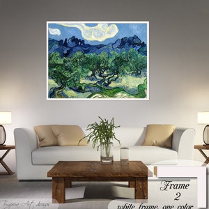 Impression d'oliviers Van Gogh : paysage des Alpilles, toile d'art encadrée