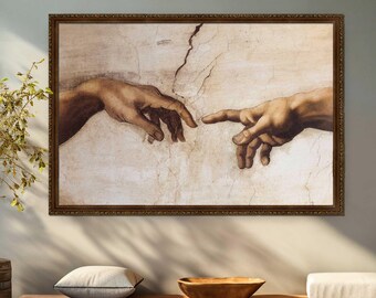Michelangelo&#39;s Creation of Adam Canvas Print: Sistine Chapel Reproduction