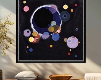 Wassily Kandinsky - several circles vintage print reproduction on canvas