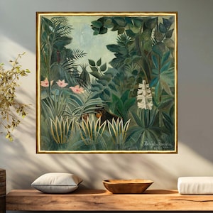 The Equatorial Jungle by Henri Rousseau vintage reproduction on canvas, print with framing options
