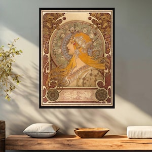 Zodiac by Alphonse Mucha printed on canvas with framing options