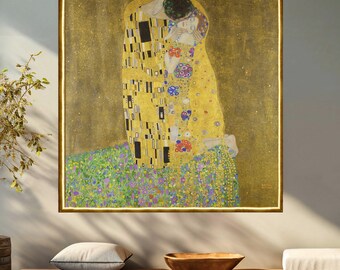 Wall26 Framed 24x24 Canvas Print - Gustav Klimt 'The Kiss' - Ready To Hang