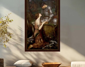 Reproducción vintage sobre lienzo de Lamia y el soldado de John William Waterhouse