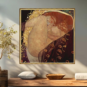 Danae di Gustav Klimt, riproduzione vintage stampata su tela