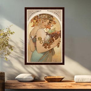 Fruit by Alphonse Mucha art nouveau print on canvas