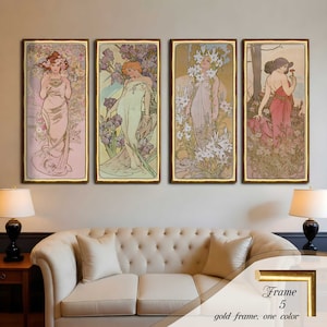 Ensemble d&#39;impressions sur toile de fleurs Art nouveau Mucha