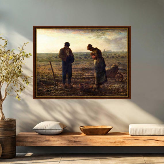 複製画 晩鐘 ミレー 絵画 人物画 バルビゾン派 木枠付きの完成品