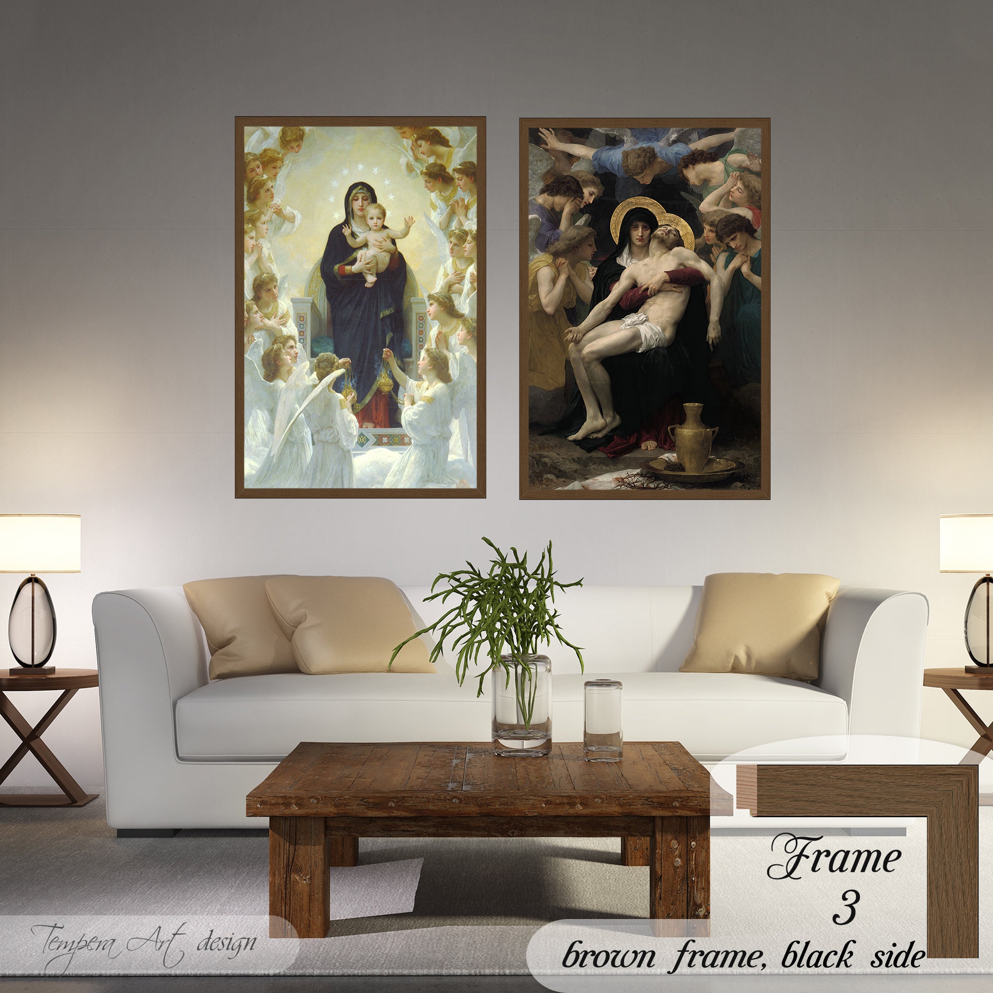 キャンバス プリントアート ブグロー 聖母と天使 絵画 額付 インテリア