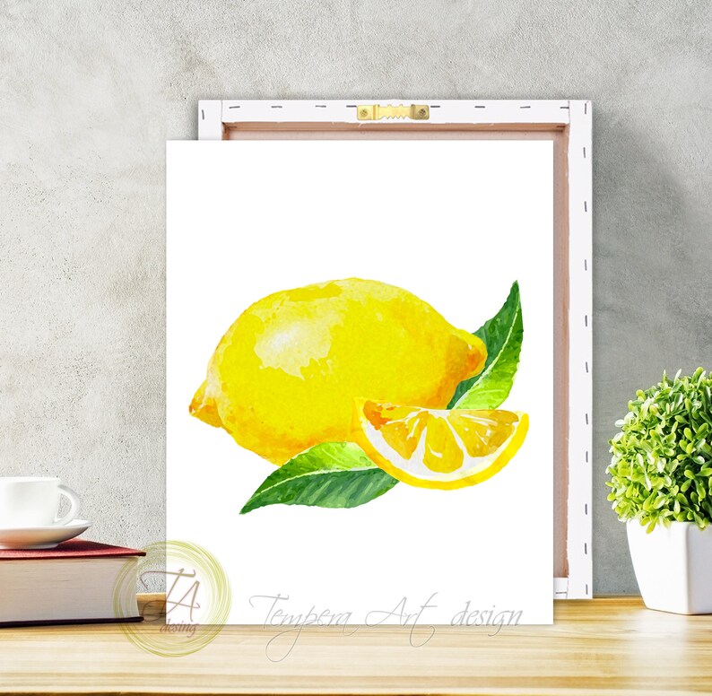 Lemon Canvas Lemon Print Lemon Decor Lemon Wall Art Etsy
