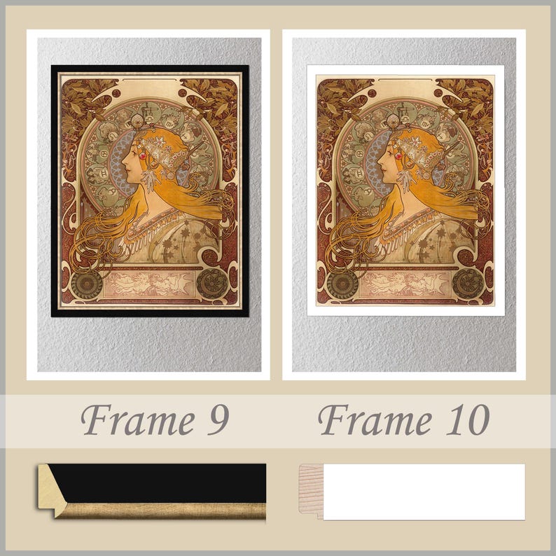 Zodiac by Alphonse Mucha printed on canvas frames