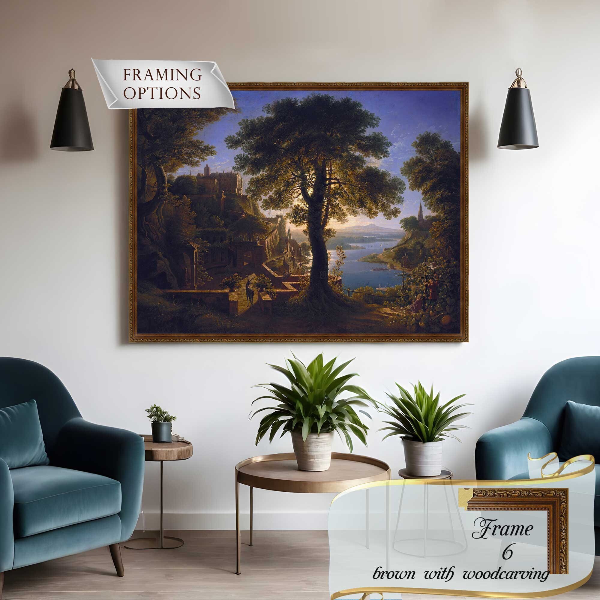 Landscape Castle by the River canvas print by Karl Friedrich Schinkel
