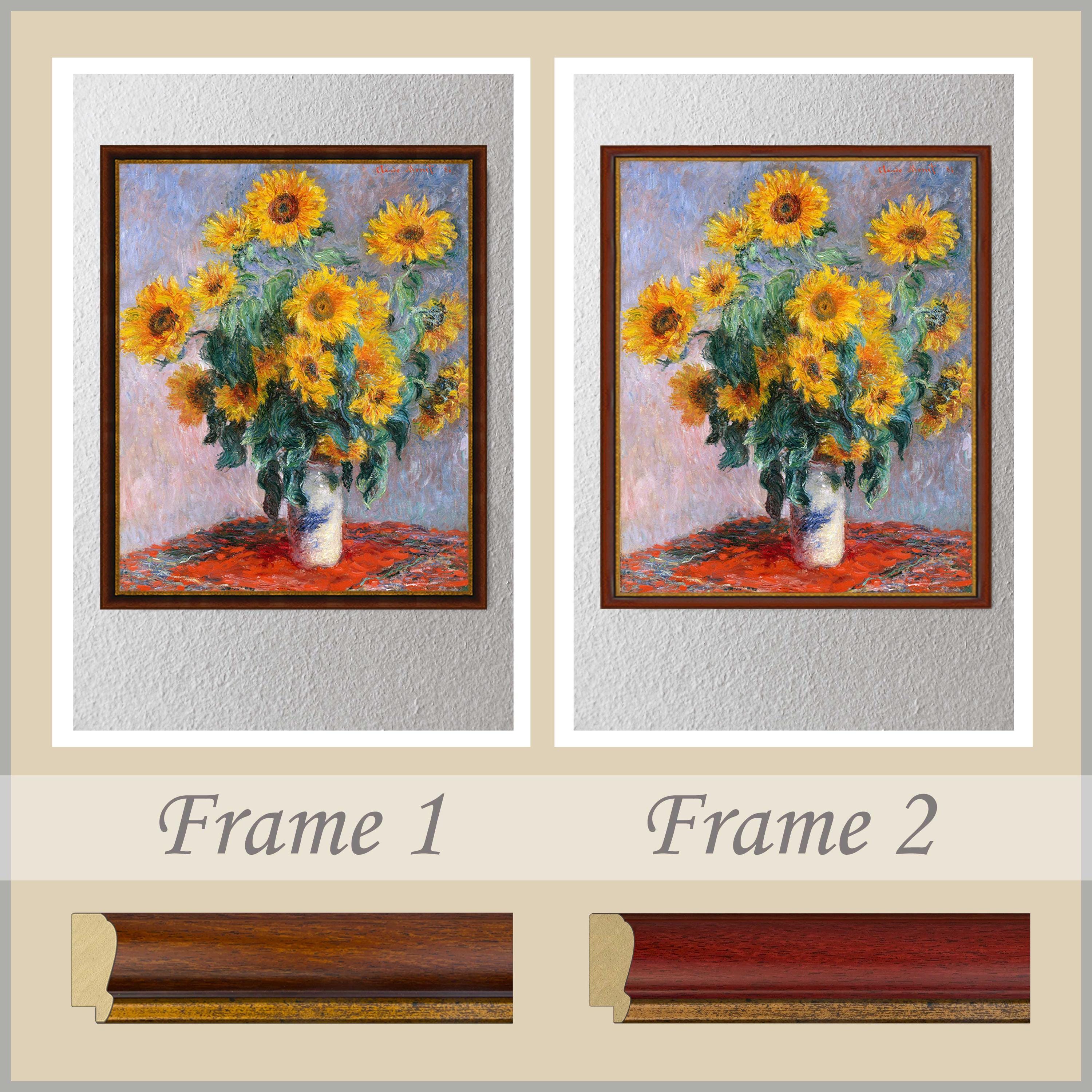 クロード・モネ作「ひまわりの花束」キャンバスプリント（額装