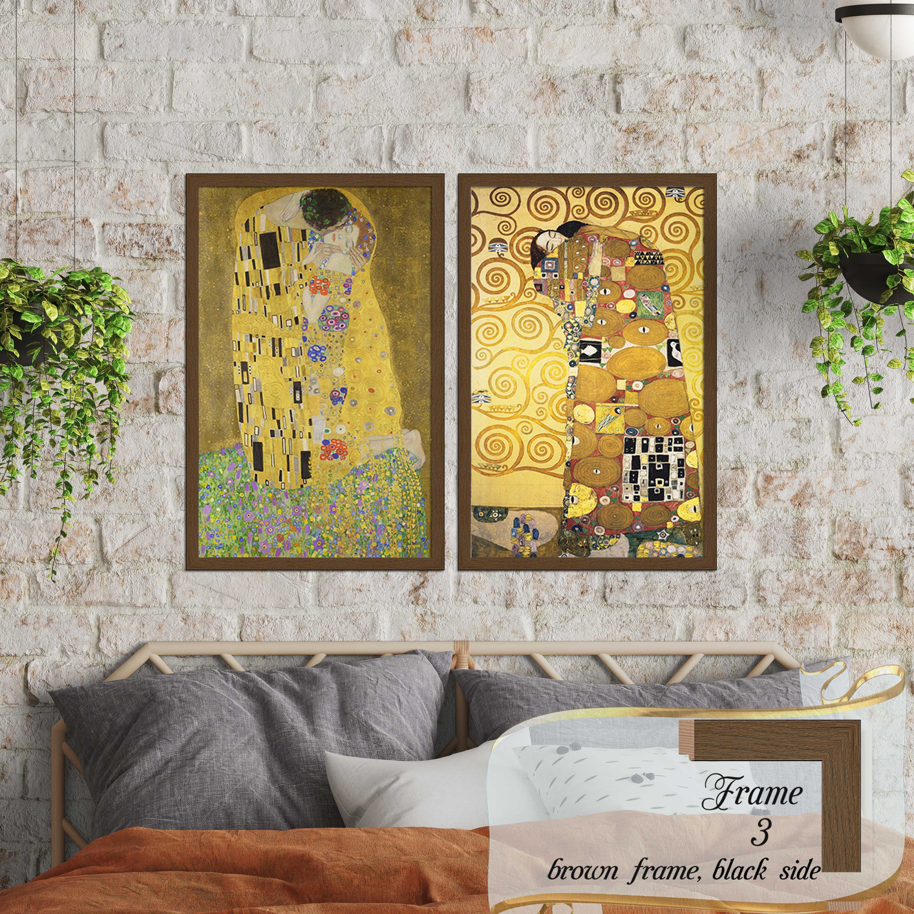 グスタフ・クリムト 抱擁と接吻 二点セット 大型 印刷画 グスタフ