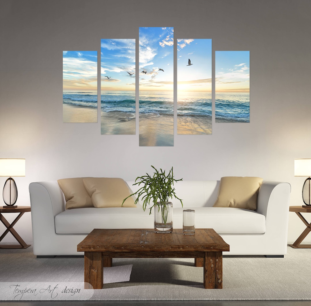 Beach Canvas Print, Coastal Wall Art, Beach Canvas Wall Art, 5 Piece