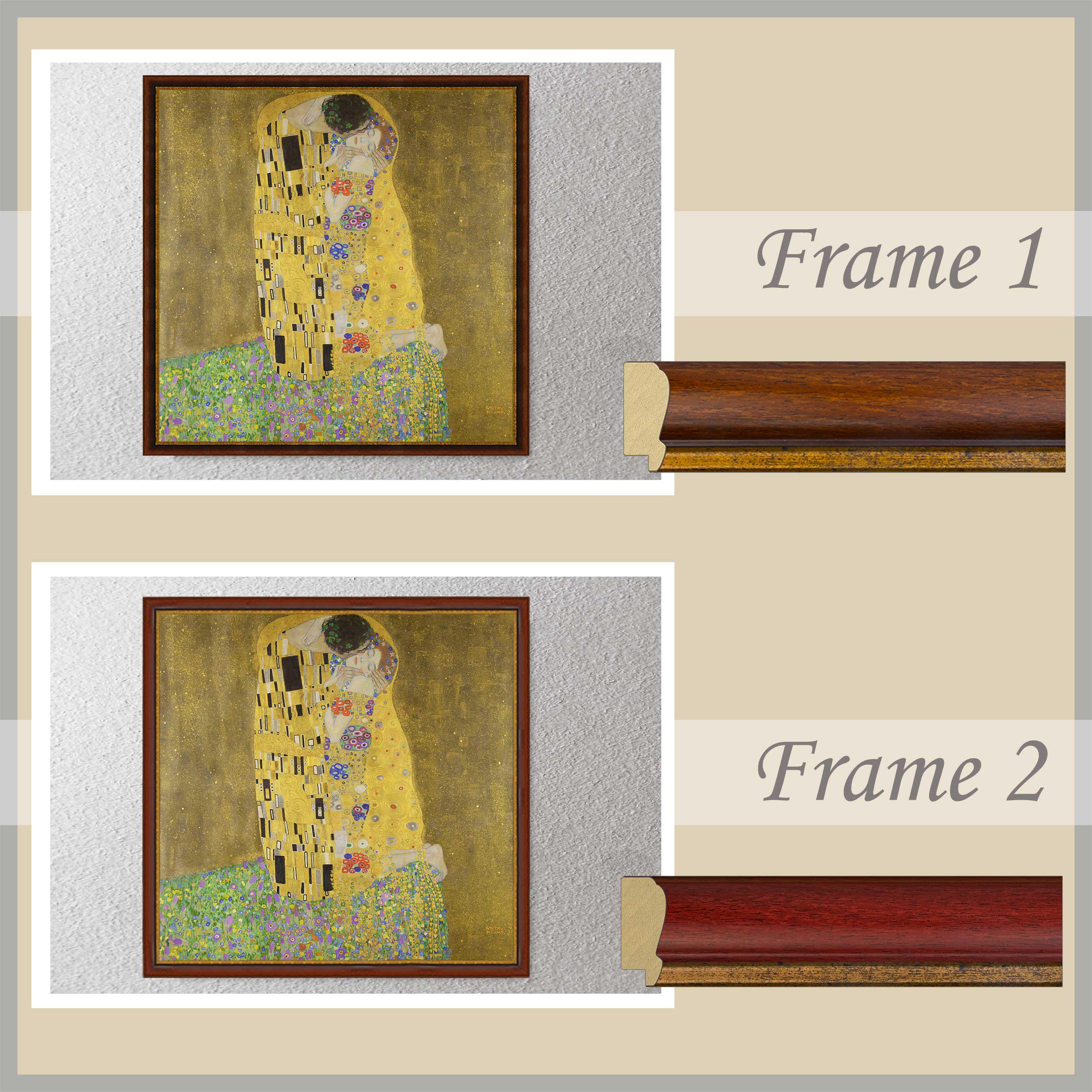 The Kiss by Gustav Klimt Reproduction Print on Canvas, With Framing ...