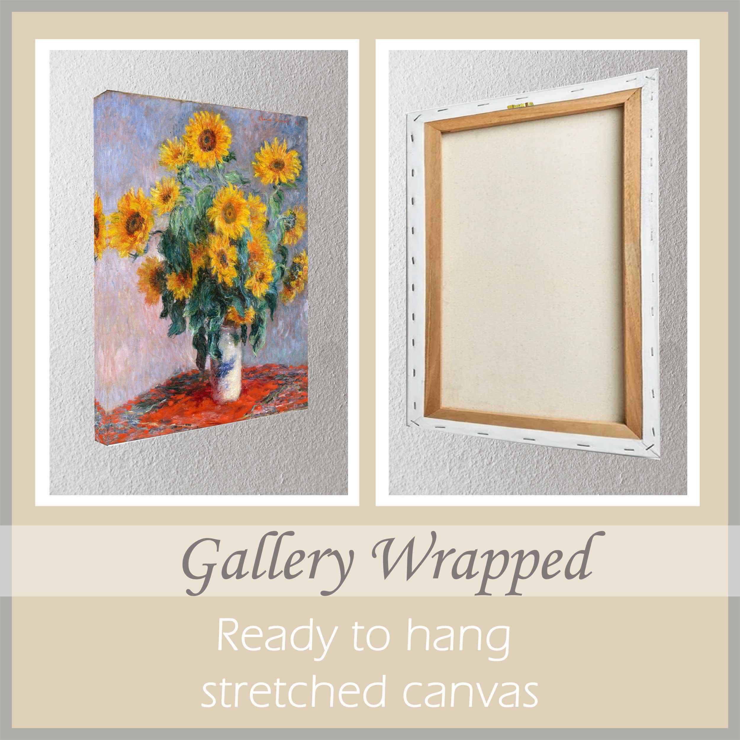 クロード・モネ作「ひまわりの花束」キャンバスプリント（額装