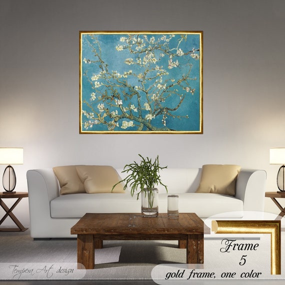 ヴァン・ゴッホのアーモンドの花のキャンバスプリント：額入り複製