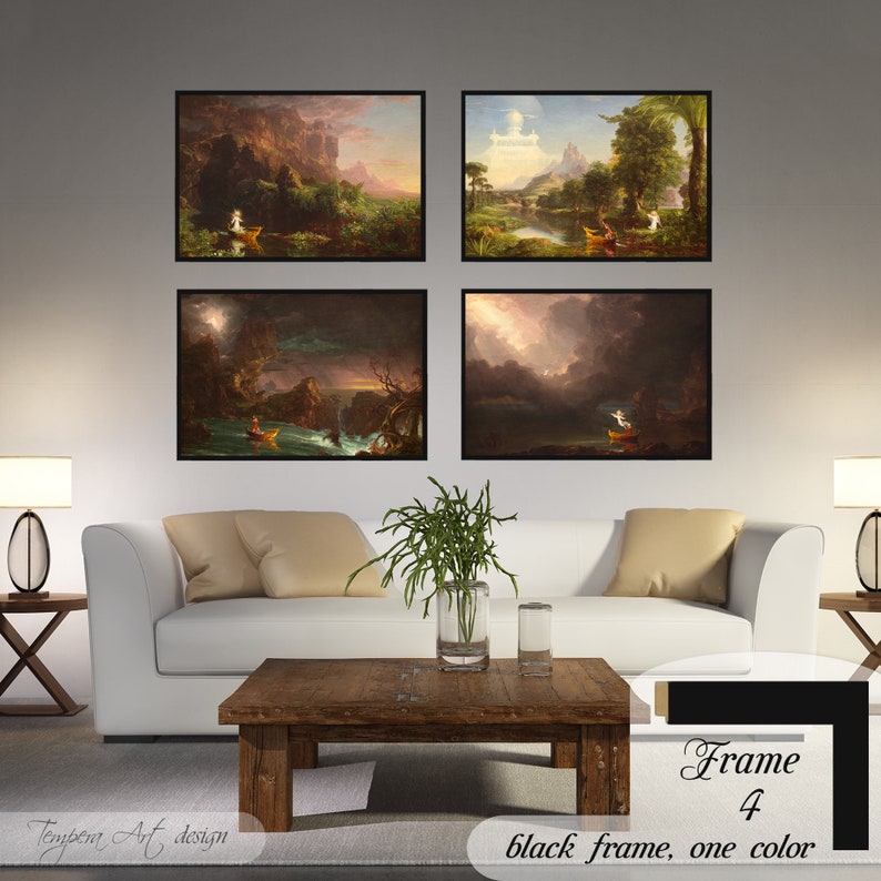 Childhood, Youth, Manhood and Old Age by Thomas Cole. Printed on a high-quality cotton canvas. The print comes in a wooden black frame and it’s ready to hang.