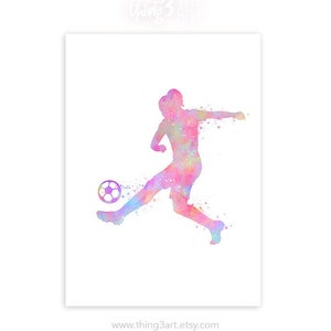 Female Soccer Player Watercolour Art Print  - Soccer Watercolour Poster - Soccer Art- Gift for Daughter - Sports Room Wall Art
